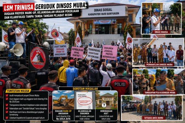 LSM TRINUSA Geruduk Dinsos Muba, Dugaan Proyek mark up, Kejanggalan Uraian Pekerjaan dan klarifikasi tanpa tanda tangan pejabat Resmi