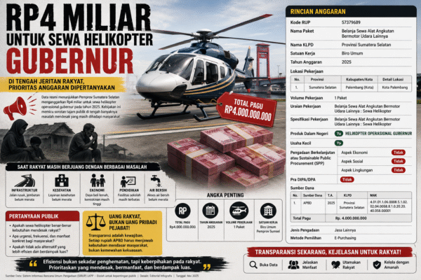 Rp4 Miliar untuk Sewa Helikopter Gubernur: Di Tengah Jeritan Rakyat, Prioritas Anggaran Dipertanyakan