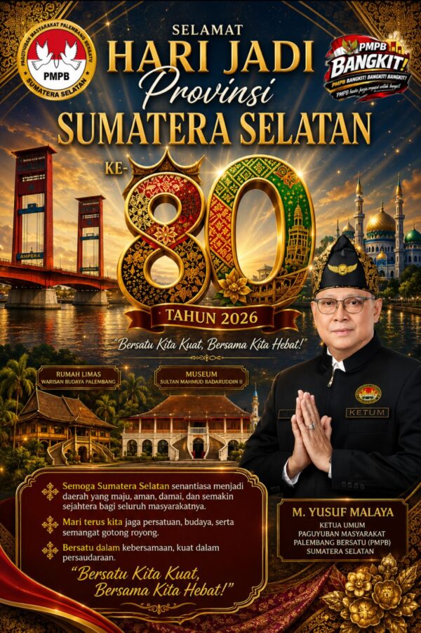 Ketum PMPB Yusuf Malaya Serukan Semangat Persatuan di Hari Jadi ke-80 Provinsi Sumatera Selatan